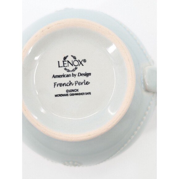 Lenox French Perle Beaded Light Blue Gravy Boat - Picture 4 of 8